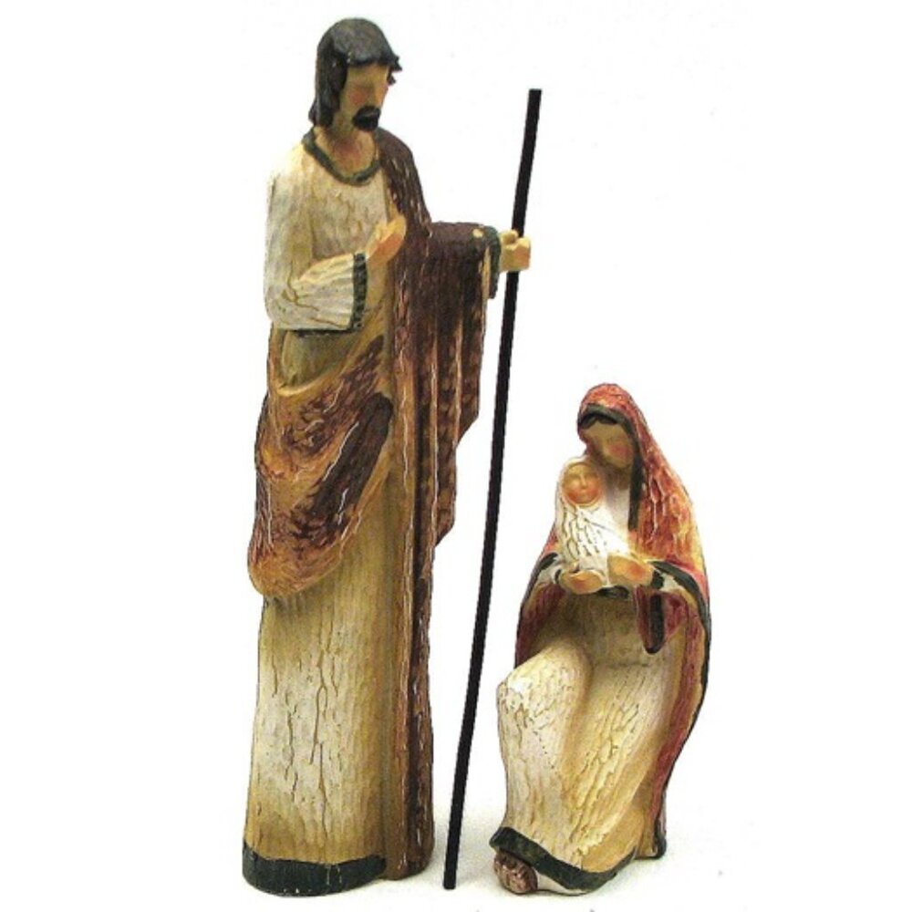 Resin Holy Family Nativity Scene Joseph and Mary with Baby Jesus 1645